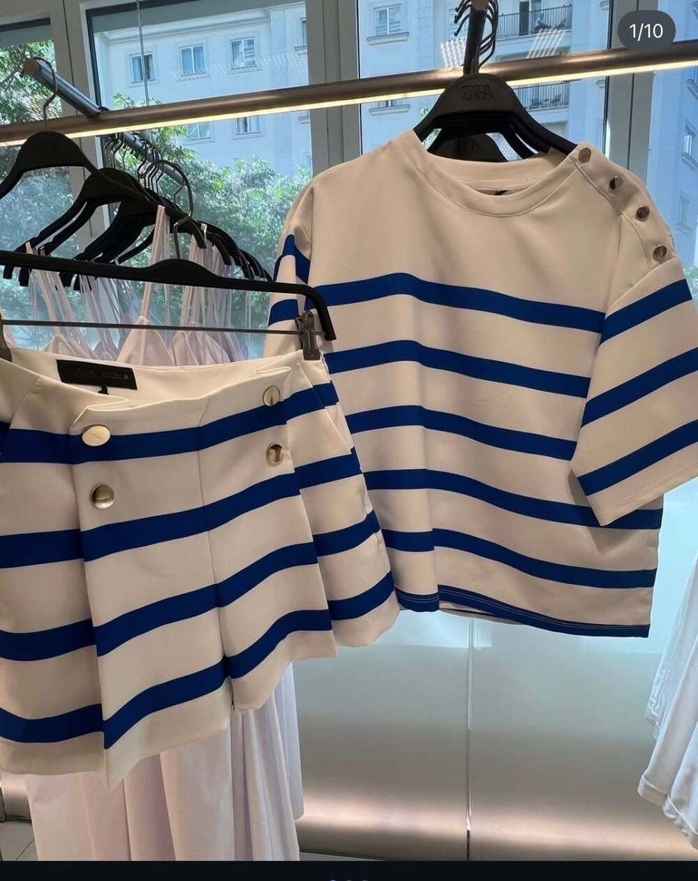 Zara 2pc Pleated Striped Top  s & Shorts Size xs NWT Womens